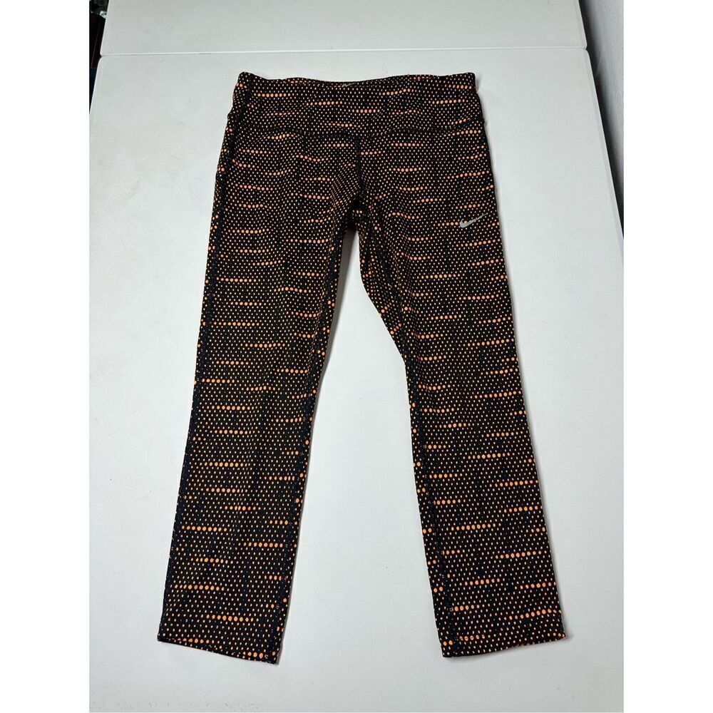 Nike Women's Dri Fit Epic Run Printed Capri Black/Orange Size M